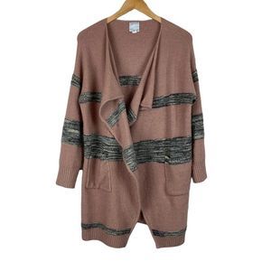 Sunday pink and gray cardigan sweater with pockets